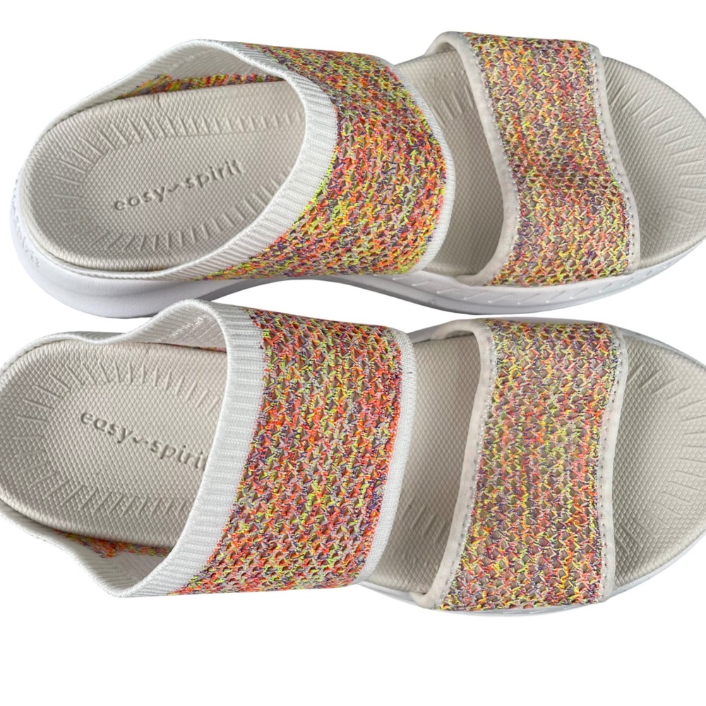 Easy Spirit Sedavera2-H Women 10M Multi Color Knit Slide Sandals Space Dye White - Picture 2 of 5